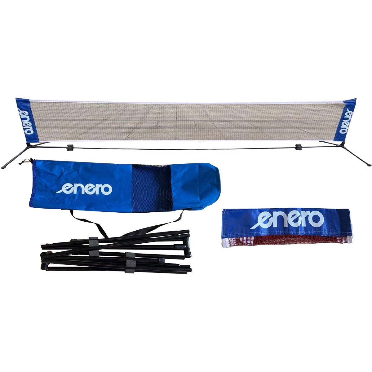 Komplekts ar Enero 310x76cm stabiņiem tenisam, tīkla kājām