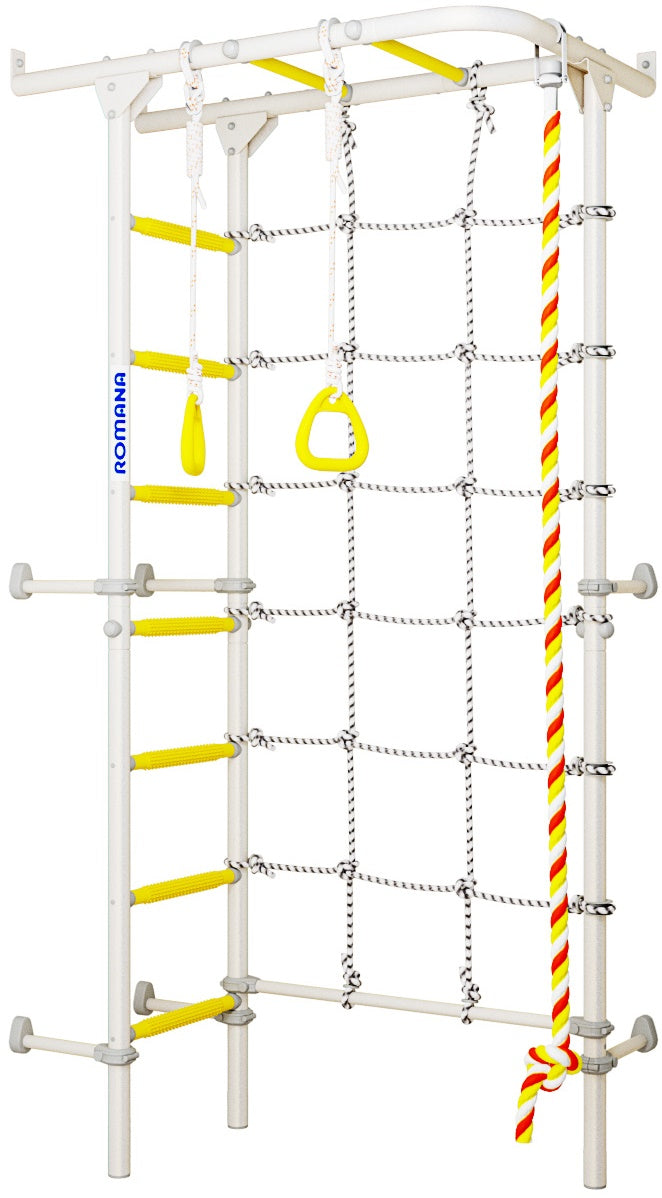 Swedish Wall Bars SANRO "S4" White-Yellow, 219,6x70,2x119cm