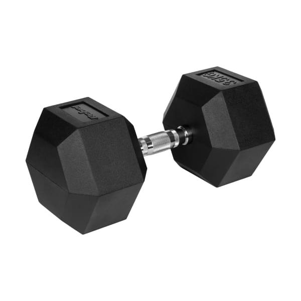 HEX 35 kg gumijas pārklājuma čuguna hantele REBEL ACTIVE