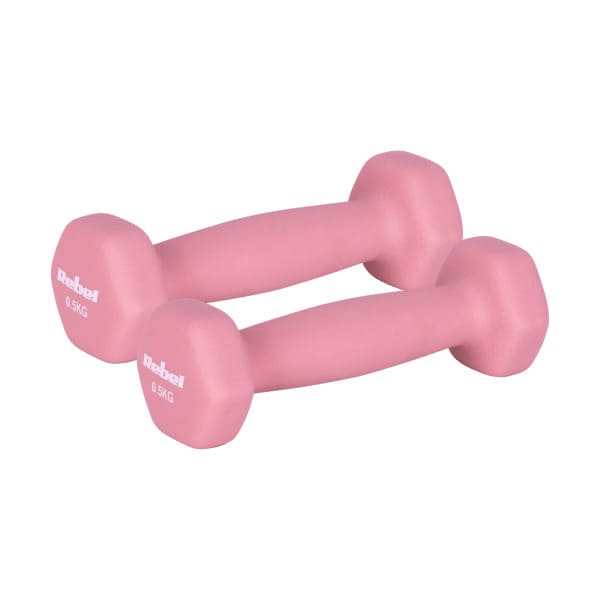 Čuguna neoprēna hanteles HEX 2x0.5kg, REBEL ACTIVE