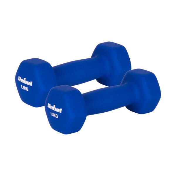 Čuguna neoprēna hanteles HEX 2x1.5kg, REBEL ACTIVE