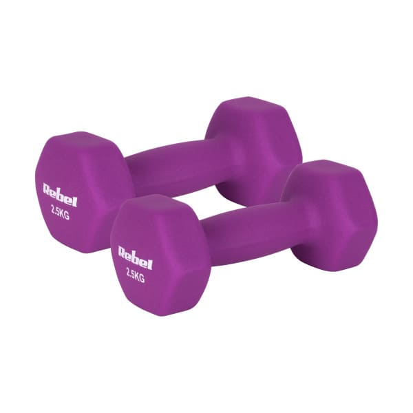 Čuguna neoprēna hanteles HEX 2x2.5kg, REBEL ACTIVE