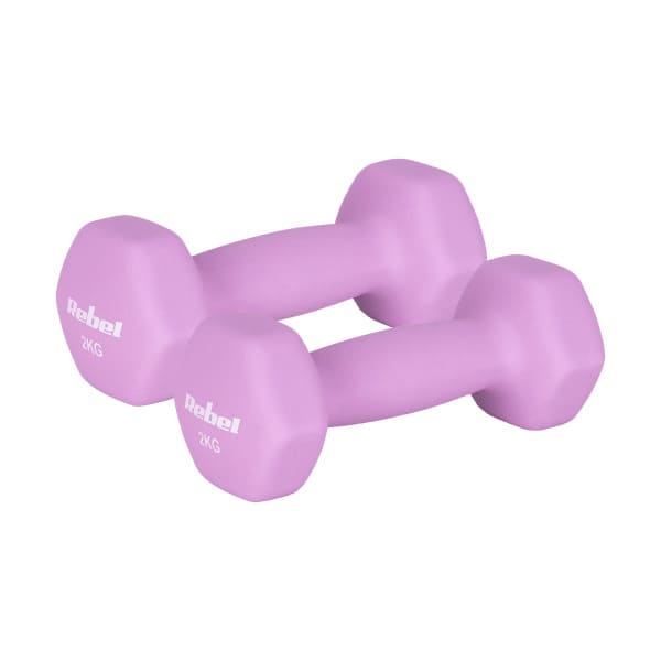 HEX 2x2kg neoprēna čuguna hanteles, REBEL ACTIVE