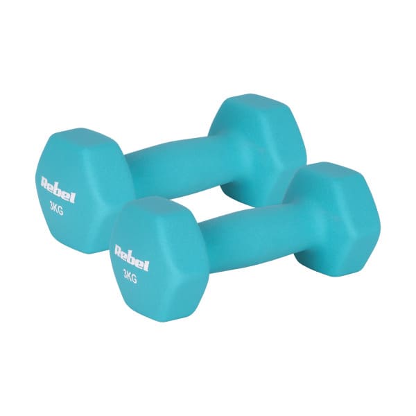 HEX 2x3kg neoprēna čuguna hanteles, REBEL ACTIVE