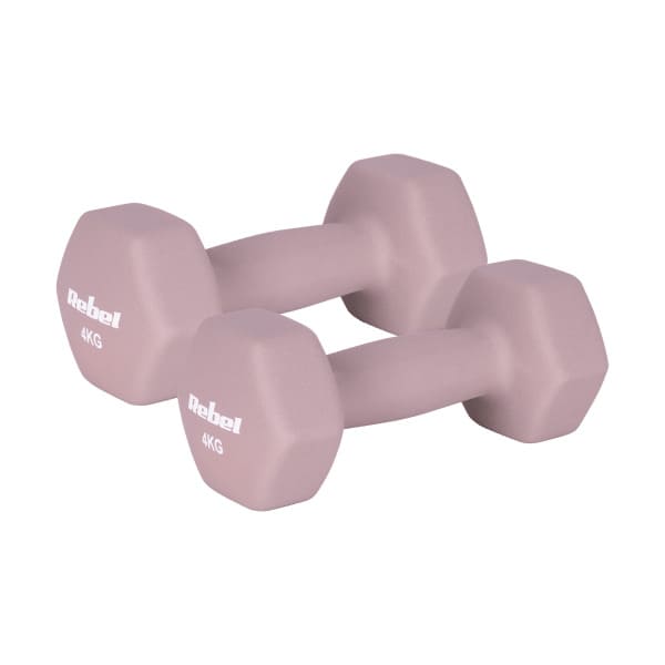 HEX 2x4kg neoprēna čuguna hanteles, REBEL ACTIVE