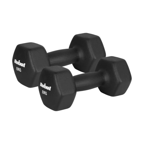HEX 2x7kg neoprēna čuguna hanteles, REBEL ACTIVE
