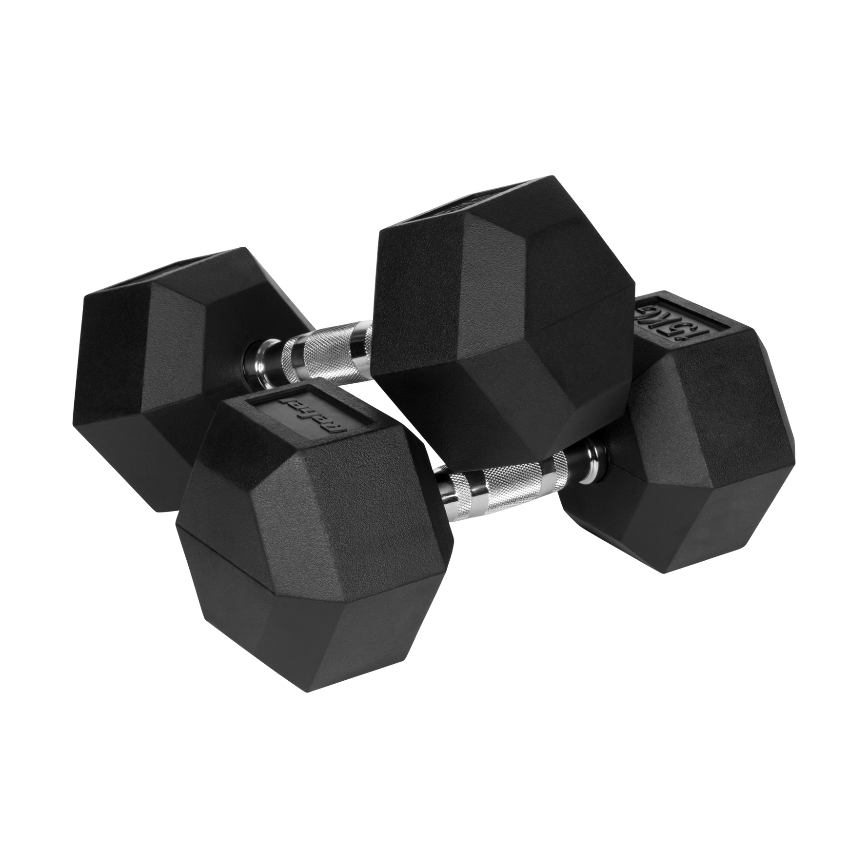 Ar gumiju pārklātas čuguna hanteles HEX 2x15 kg REBEL ACTIVE
