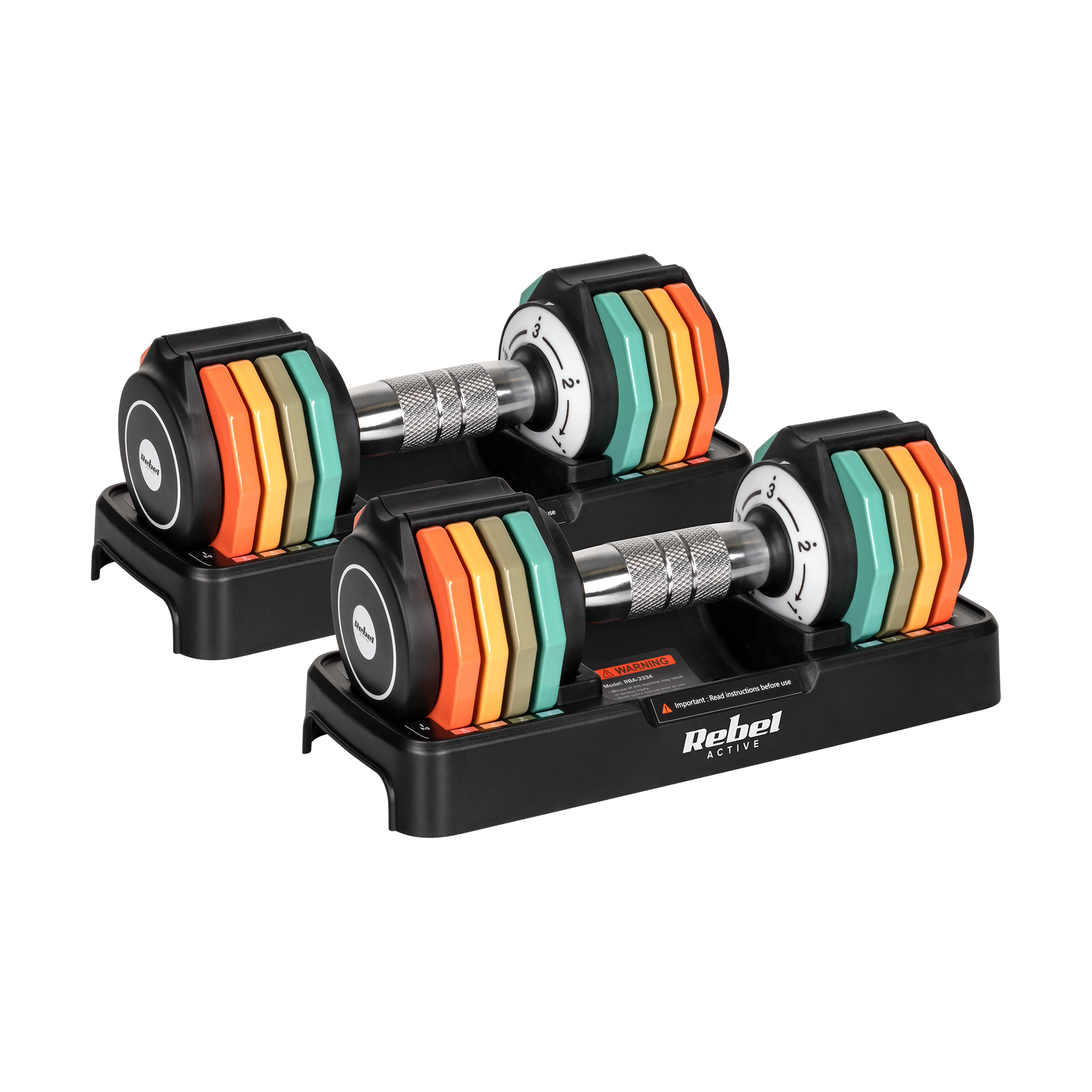 Automātiski regulējamas čuguna hanteles, komplekts 2x5 kg, 1kg soli, REBEL ACTIVE