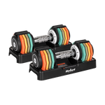 Automātiski regulējamas čuguna hanteles, komplekts 2x5 kg, 1kg soli, REBEL ACTIVE