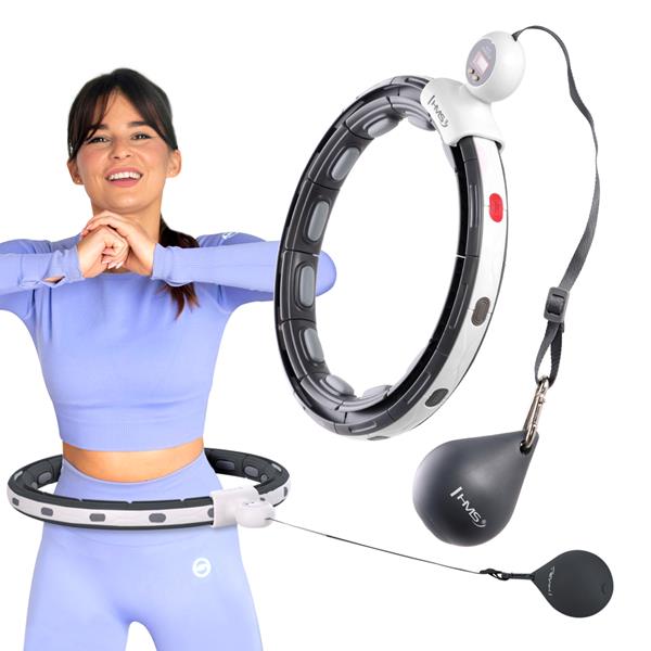Vingrošanas rinķis ar atsvaru un skaitītāju HHM15 HULA HOOP BLACK MAGNETIC WITH WEIGHT + COUNTER HMS