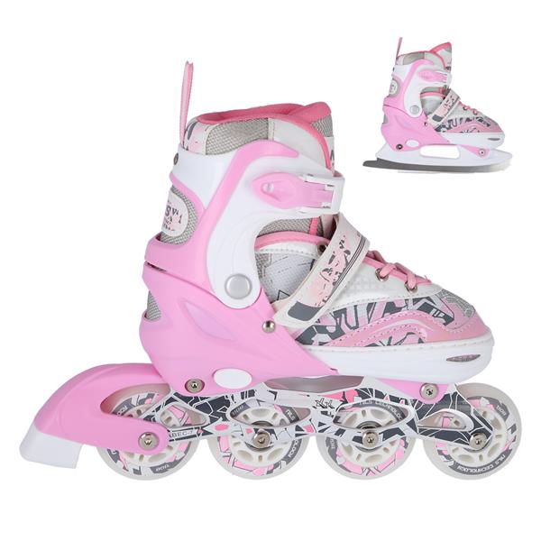 NF10927 A 2IN1 PINK SIZE S(31-34) IN-LINE SKATES/FIGURE ICE SKATES
