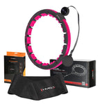 Vingrošanas rinķis ar atsvaru un skaitītāju SET HULA HOOP MAGNETIC BLACK/PINK HHM16 WITH WEIGHT + COUNTER HMS + WAIST SUPPORT BR163 BLACK