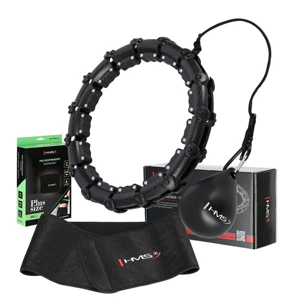 HULA HOP HHW11 BLACK KOMPLEKTS AR KROGĀM UN SVARU + BR163 BLACK PLUS IZMĒRA HMS JOSTA