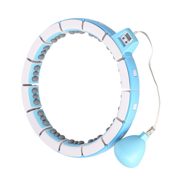 Komplekts ADJUSTABLE HULA HOOP FH06 BLUE WITH WEIGHT AND COUNTER + WAIST SUPPORT BR160