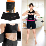 Vingrošanas rinķis ar atsvaru un skaitītāju SET HULA HOOP MAGNETIC BLACK/PINK HHM16 WITH WEIGHT + COUNTER HMS + WAIST SUPPORT BR163 BLACK