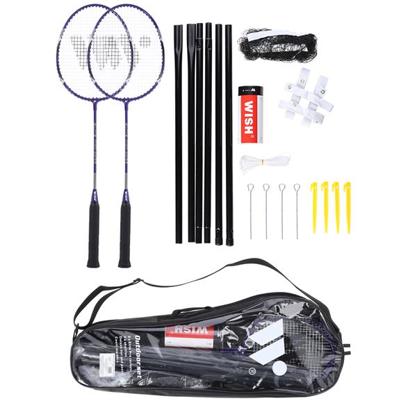 Komplekts ALUMTEC 4466 BADMINTON ROCKET SET PURPLE 2 GAB 3 GAB SHUTTLECOCKS NET LINE WISH