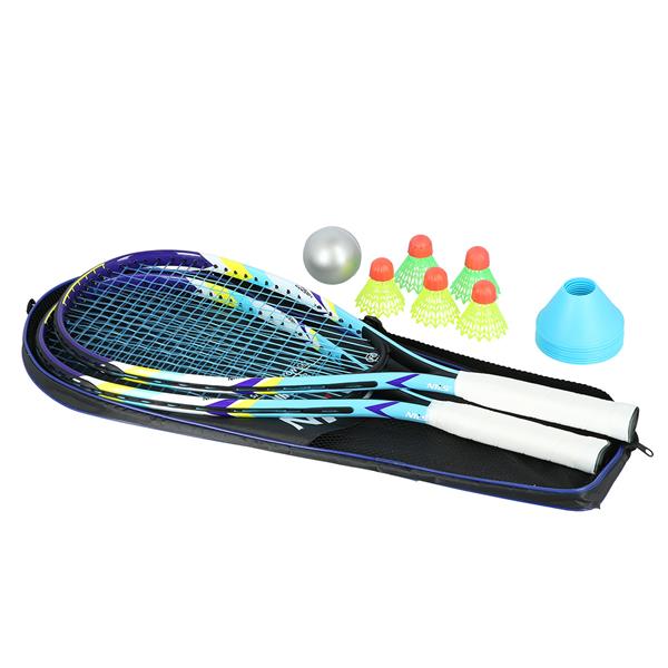Komplekts NRS005 CROSSMINTON SET 2 ROCKETS SHUTTLECOCKS MARKERS BALL COVER NILS