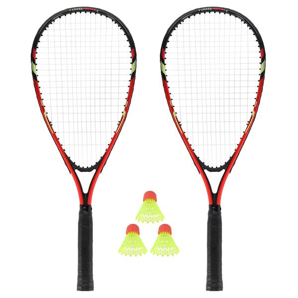Komplekts NRS001 CROSSMINTON SET 2 ROCKETS SHUTTLECOCKS RED COVER NILS