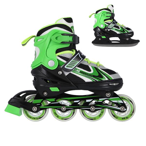 Skrituļslidas/ Slidas NH18188 A 2IN1 GREEN SIZE S(29-33) IN-LINE SKATES/HOCKEY ICE SKATES