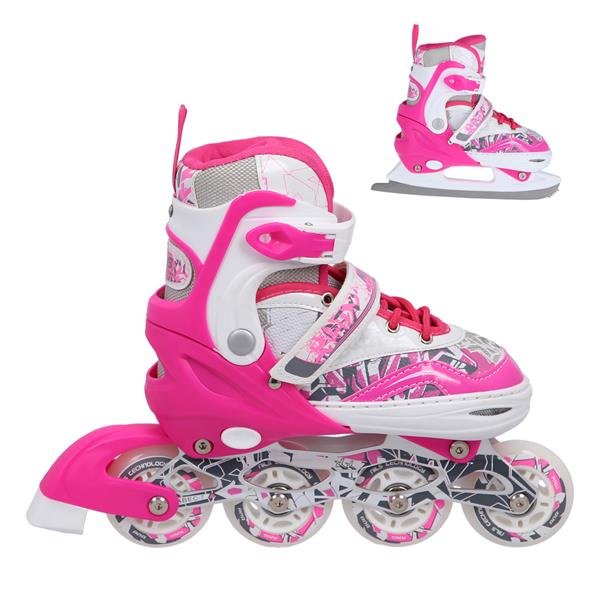 Skrituļslidas/ slidas NF10927 A 2IN1 DARK PINK SIZE L(39-42) IN-LINE SKATES/FIGUREICE SKATES
