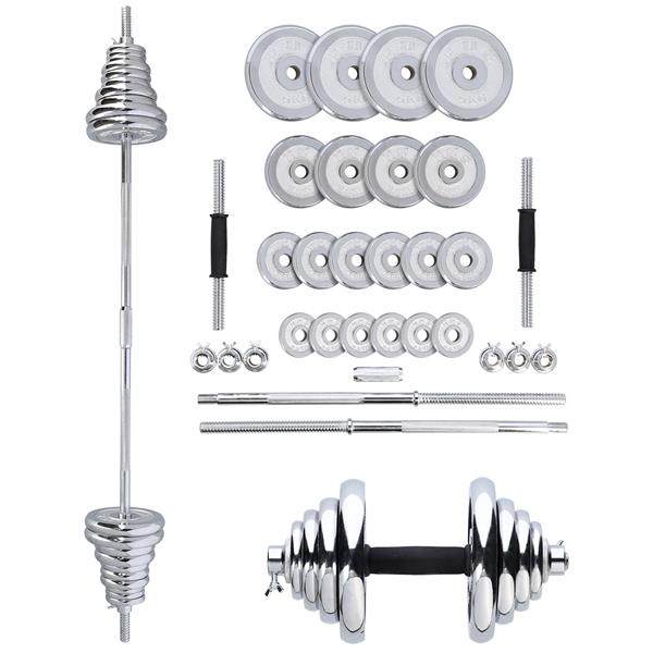 Hanteļu un svara stieņa komplekts + čemodāns STC50 2x25KG HMS
