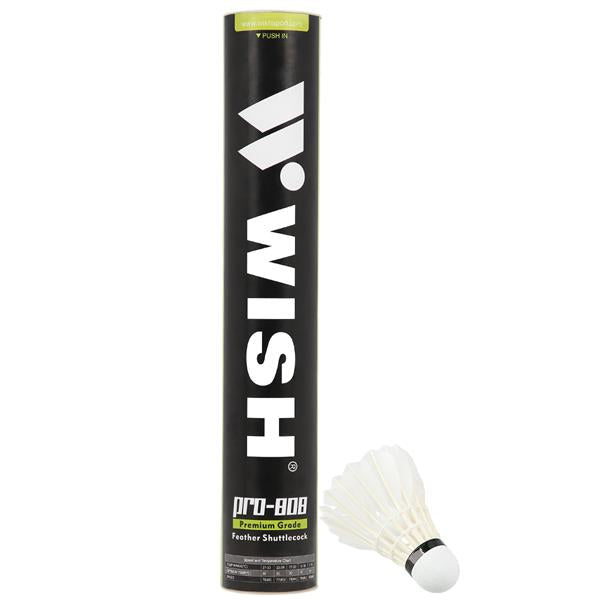 Volāni PRO-808 FEATHER SHUTTLECOOCKS WHITE PACKAGE 12 PCS WISH