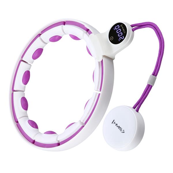 Vingrošanas rinķis ar atsvaru un skaitītāju HHM17 HULA HOP WHITE/VIOLET MAGNETIC WITH WEIGHT + COUNTER HMS