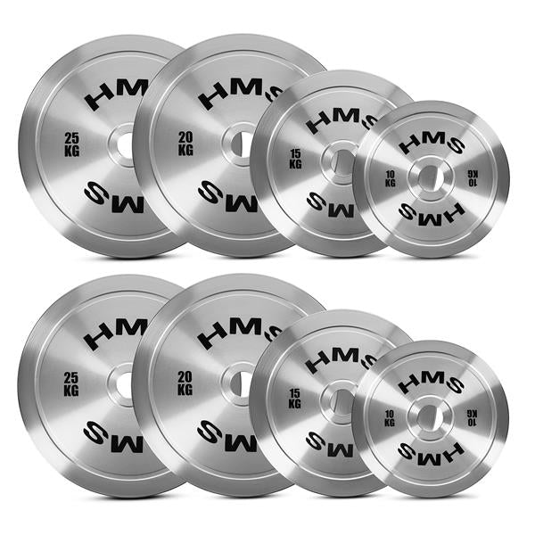 TOS Komplekts Kalibrēts metāls Olimpiskie svaru diski  2 x 10 - 25 KG (140 KG) HMS