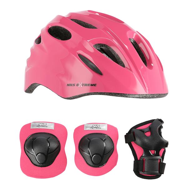Aizsargķivere MTW01+H210 PINK SIZE S HELMET WITH PROTECTORS SET NILS EXTREME