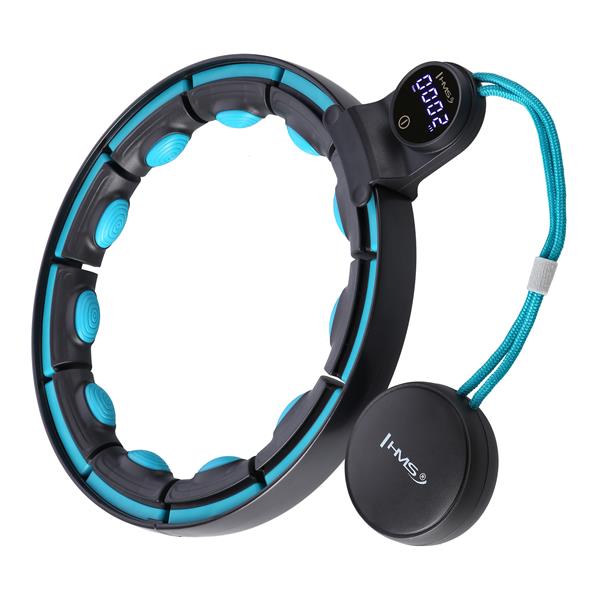 Vingrošanas rinķis ar atsvaru un skaitītāju HHM17 HULA HOP BLACK/TURQUOISE MAGNETIC WITH WEIGHT + COUNTER HMS