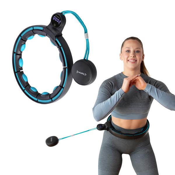 Vingrošanas rinķis ar atsvaru un skaitītāju HHM17 HULA HOP BLACK/TURQUOISE MAGNETIC WITH WEIGHT + COUNTER HMS
