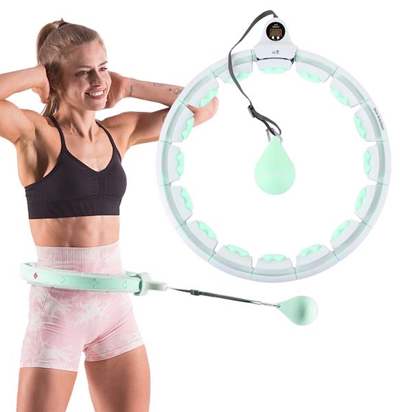 Komplekts HULA HOOP HHW06 GREEN WITH A GRAVITY BALL AND COUNTER HMS + WAIST SUPPORT BR163 BLACK PLUZ SIZE