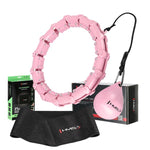Komplekts HULA HOOP HHW02 LIGHT PINK WITH WEIGHT HMS + WAIST SUPPORT BR163 BLACK PLUZ SIZE