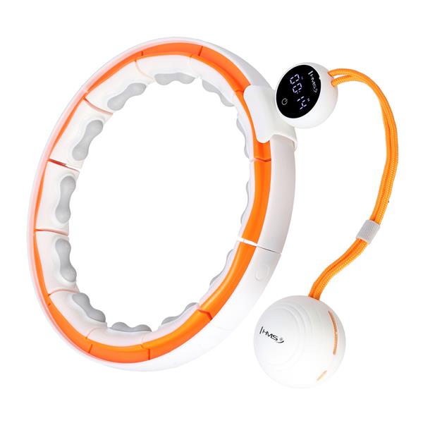 Vingrošanas rinķis ar atsvaru un skaitītāju HHM21 HULA HOP WHITE/ORANGE MAGNETIC WITH WEIGHT + COUNTER HMS