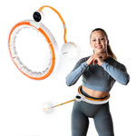 Vingrošanas rinķis ar atsvaru un skaitītāju HHM21 HULA HOP WHITE/ORANGE MAGNETIC WITH WEIGHT + COUNTER HMS