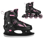 Skrituļslidas/Hokeja slidas NH382 IN-LINE SKATES/HOCKEY ICE SKATES SET 2IN1 ENZO PINK SIZE L(40-43) NILS EXTREME