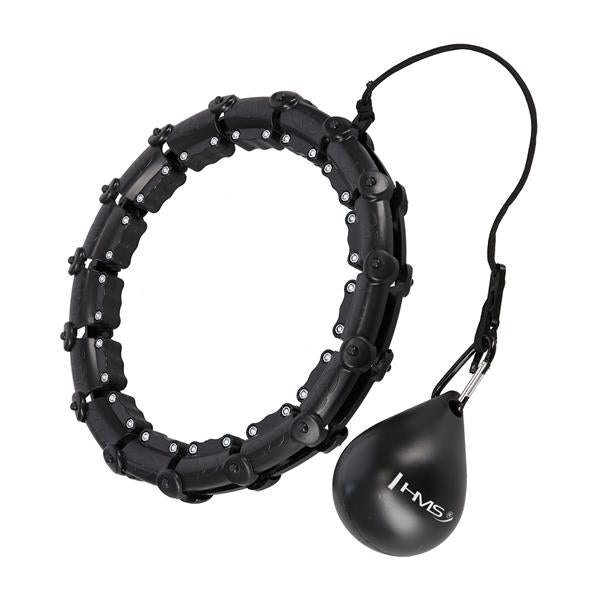 Vingrošanas riņķis HHW11 PLUS SIZE HULA HOOP BLACK WITH WEIGHT HMS