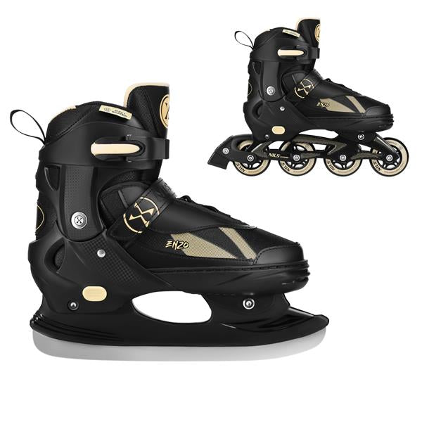 Skrituļslidas/Hokeja slidas NH382 IN-LINE SKATES/HOCKEY ICE SKATES SET 2IN1 ENZO BEIGE SIZE S(32-35) NILS EXTREME