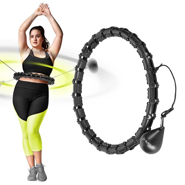 Vingrošanas riņķis HHW11 PLUS SIZE HULA HOOP BLACK WITH WEIGHT HMS