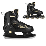 Skrituļslidas/Hokeja slidas NH382 IN-LINE SKATES/HOCKEY ICE SKATES SET 2IN1 ENZO BEIGE SIZE L(40-43) NILS EXTREME