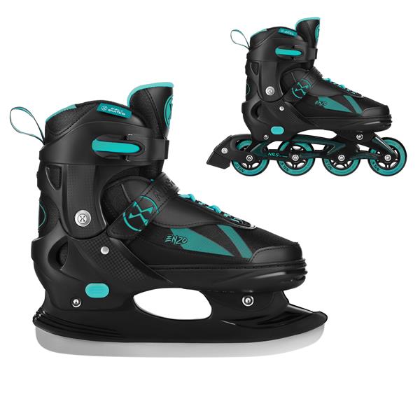 Skrituļslidas/Hokeja slidas NH382 IN-LINE SKATES/HOCKEY ICE SKATES SET 2IN1 ENZO GREEN SIZE L(40-43) NILS EXTREME