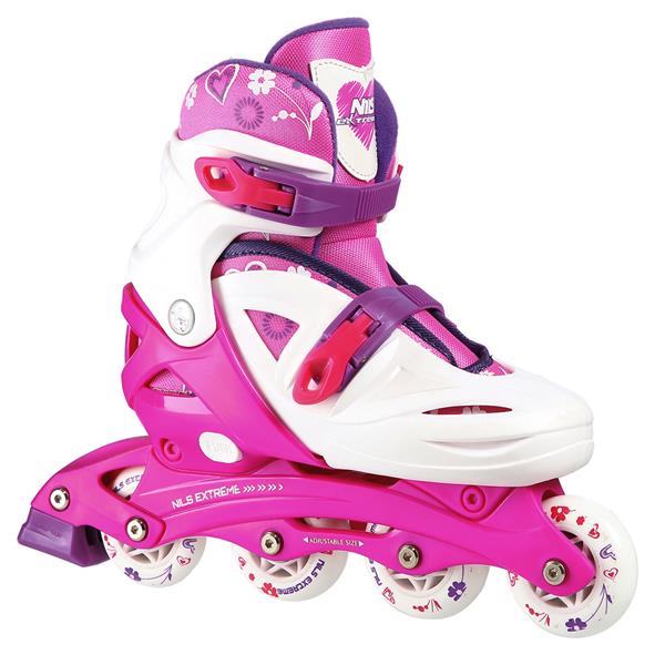 Skrituļslidas NJ/NA0321 A WHITE-PINK SIZE S  (26-30) IN-LINE SKATES NILS EXTREME