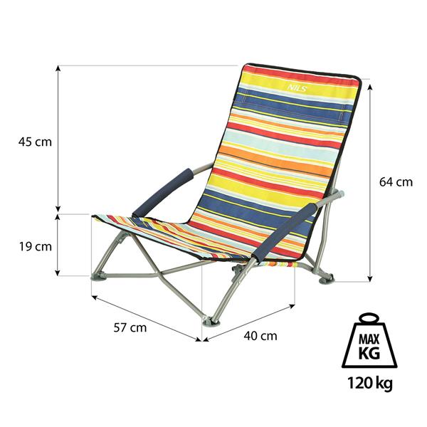 Kempinga krēsls NC3035 BLUE-RED BEACH CHAIR NILS CAMP