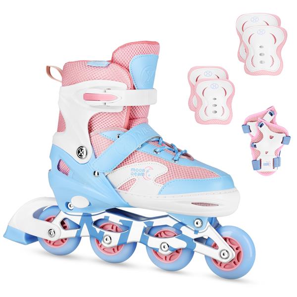 Skrituļslidas NA0189 SET LED IN-LINE SKATES HELMET AND PROTECTORS MOONBEAM WHITE SIZE. M(35-38) NILS EXTREME
