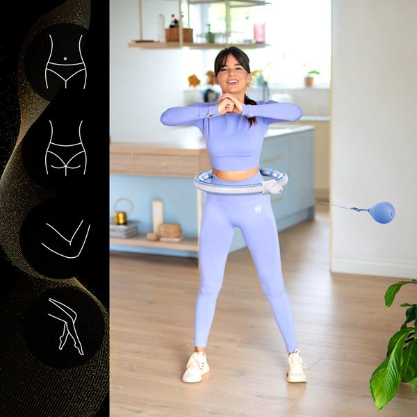 Komplekts HULA HOOP MAGNETIC BLUE HHM15 WITH WEIGHT + COUNTER HMS + WAIST SUPPORT BR163 RED
