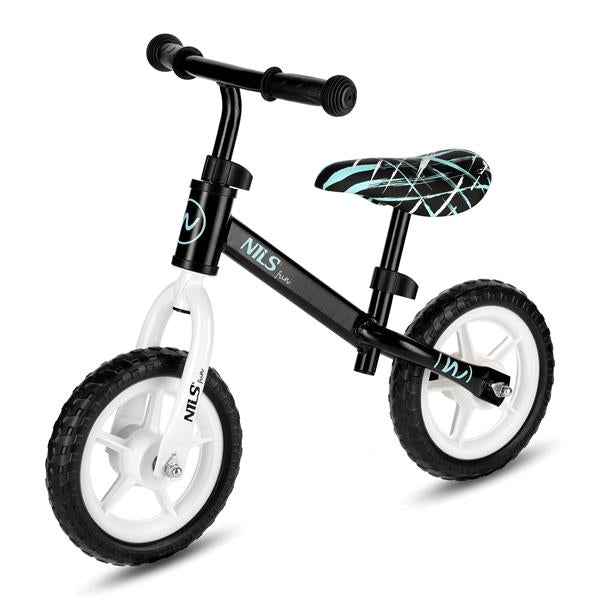 Līdzsvara velosipēds (Skrejritenis) RB134 BALANCE BIKE BLACK WHEEL 10'' NILS FUN