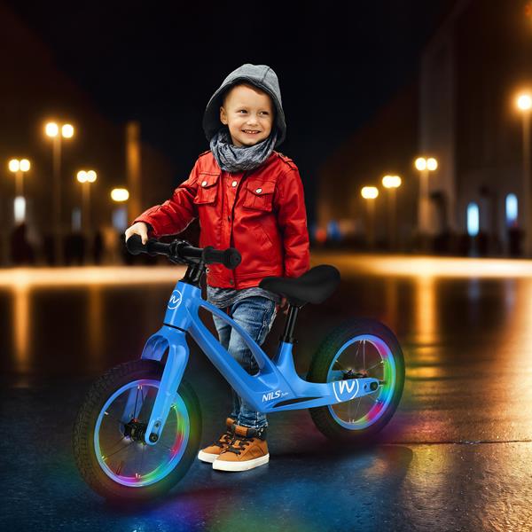 Līdzsvara velosipēds (Skrejritenis) RB901 LED BALANCE BIKE WHEEL 12'' BLUE NILS FUN