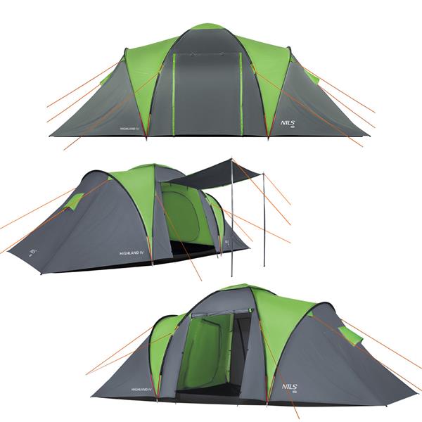 Telts NC6431 CAMPING TENT GREEN-GRAY HIGHLAND IV NILS CAMP