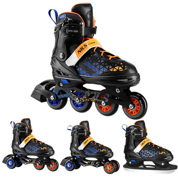 Skrituļslidas NH18190A IN-LINE SKATES/HOCKEY ICE SKATES SET 2IN1 BRAVE BLUE SIZE M(34-38) NILS EXTREME