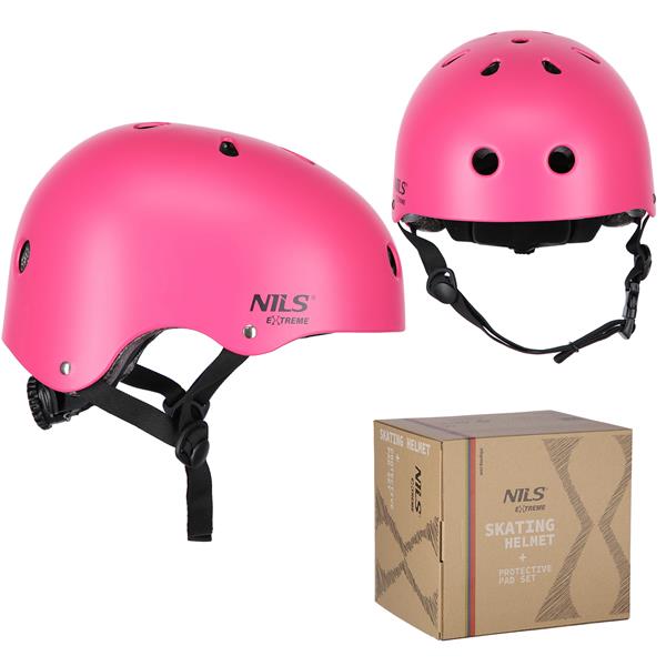 Komplekts MR290+H290 HELMET WITH PROTECTORS SET PINK SIZE M NILS EXTREME